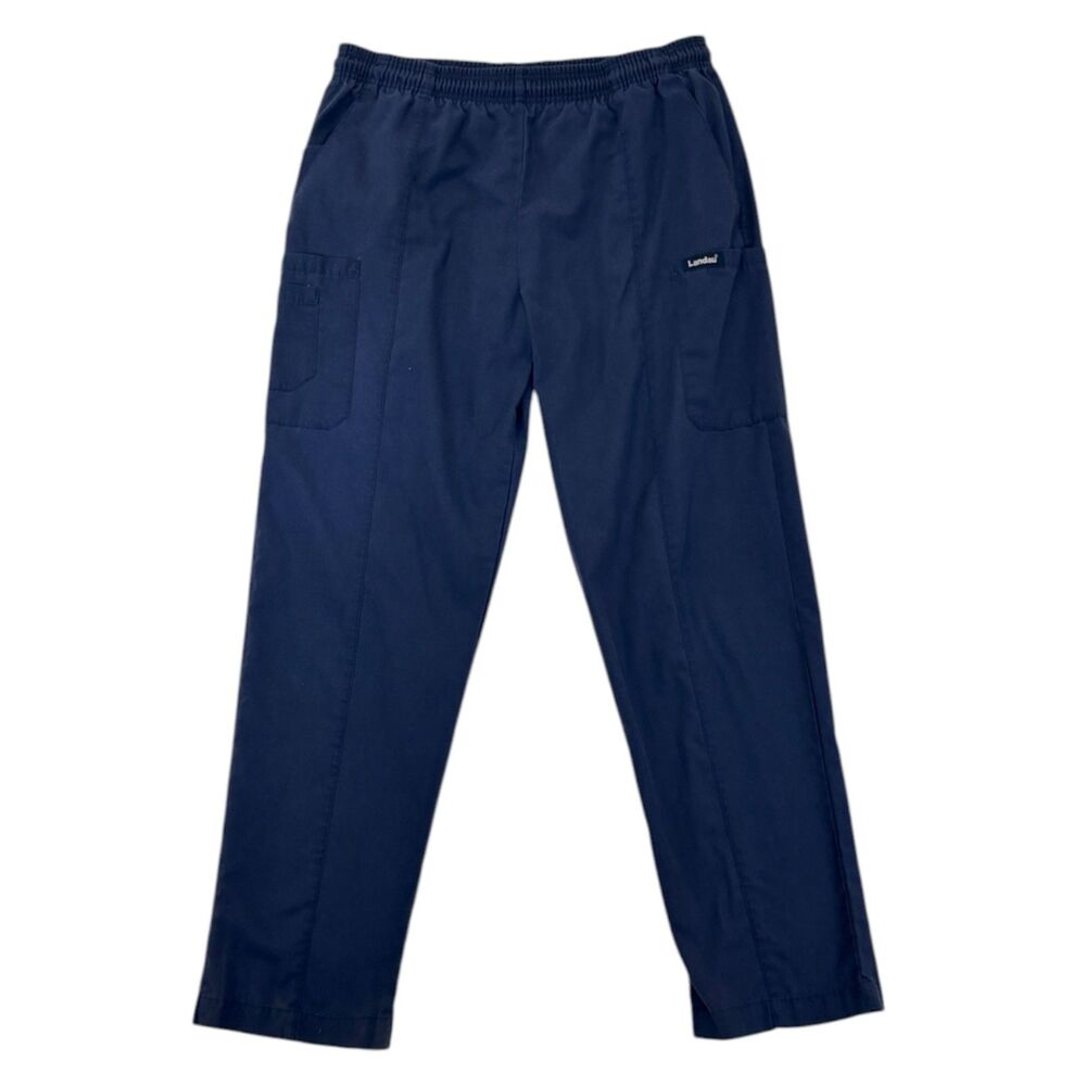 Landau Men's Blue Straight Leg Scrub Pants Size M